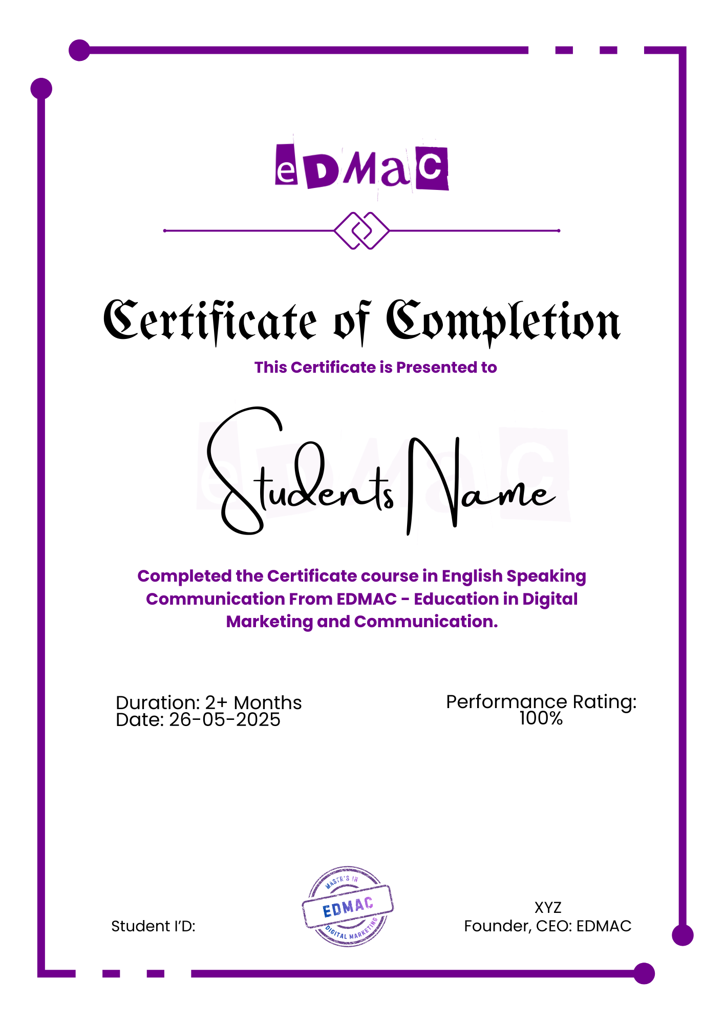 EDMAC Certificates (1) EDMAC Certificates (1)