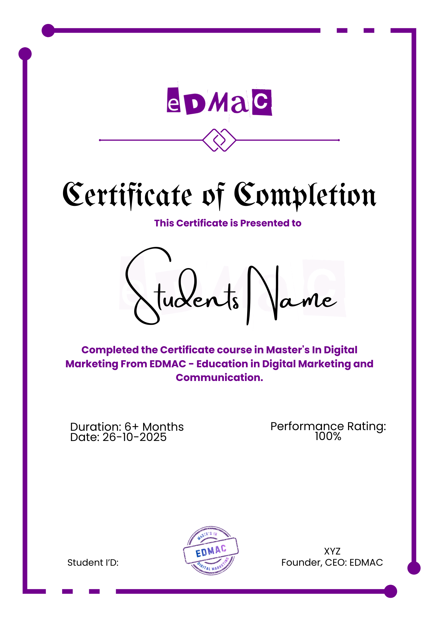 EDMAC Certificates